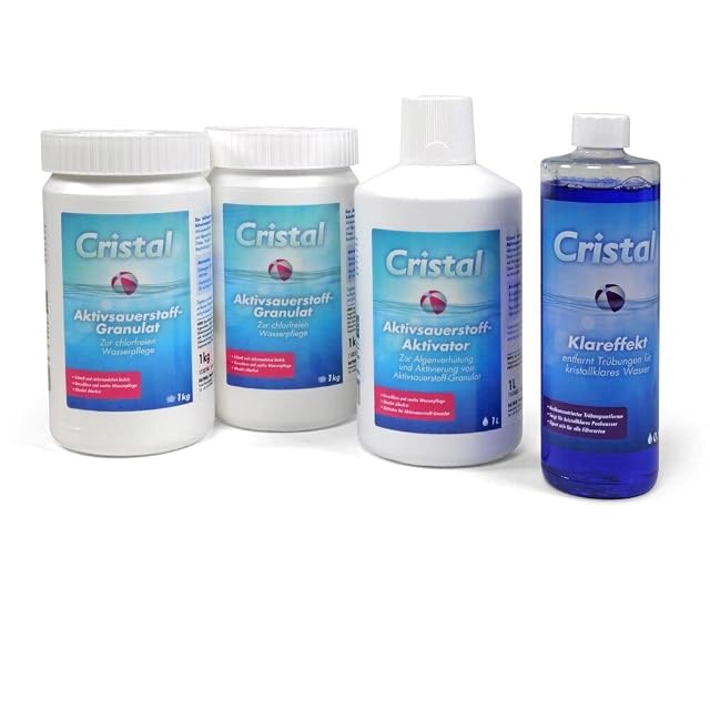 Cristal active oxygen set with granulate, activator and clarifier for chlorine-free pool care