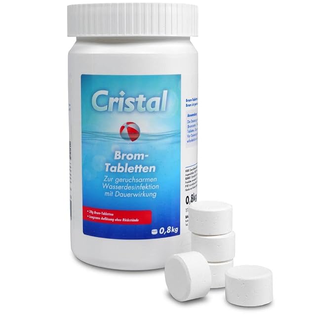 Cristal bromine tablets of 20 grams in an 800 gram tin for pools and hot tubs