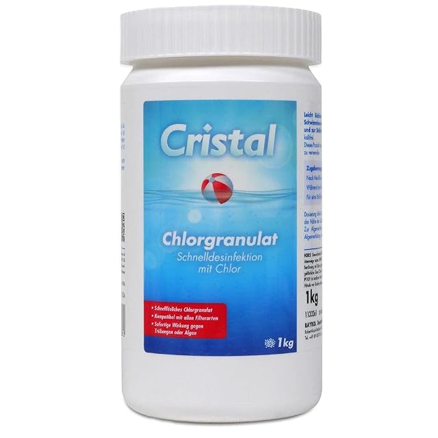 Cristal fast-dissolving chlorine granulate for shock chlorination, one kilogram pack
