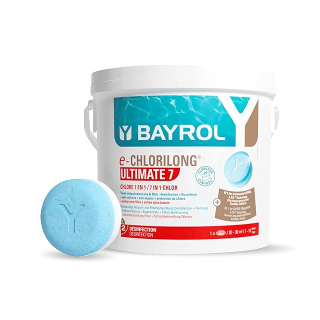 Bayrol e-Chlorilong Ultimate 7 two-layer chlorine tablet, blue and white