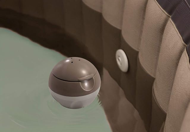 Brown Intex floating chlorine dispenser for PureSpa inflatable hot tubs