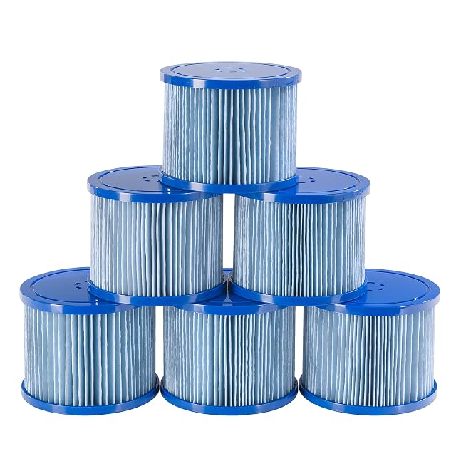 Six Arebos antimicrobial spa filter cartridges in pleated paper fleece