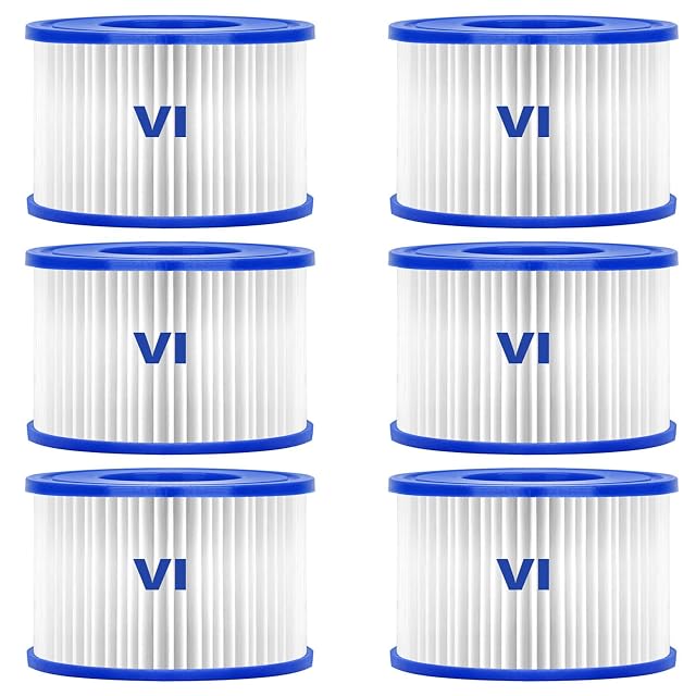 Six Sosayet type VI spa filter cartridges in thick pleated fabric