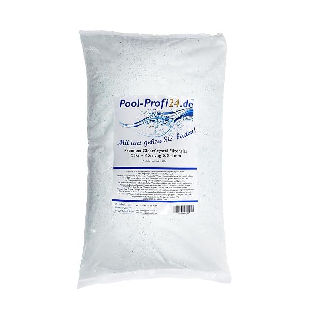 Pool-Profi24.de Premium Clear Crystal filter glass, 25 kilograms at 0.5 to 1.0 millimetres