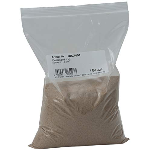 One kilogram bag of BEHA fire-dried quartz sand, grain size 0.63 to 1.0 millimetres