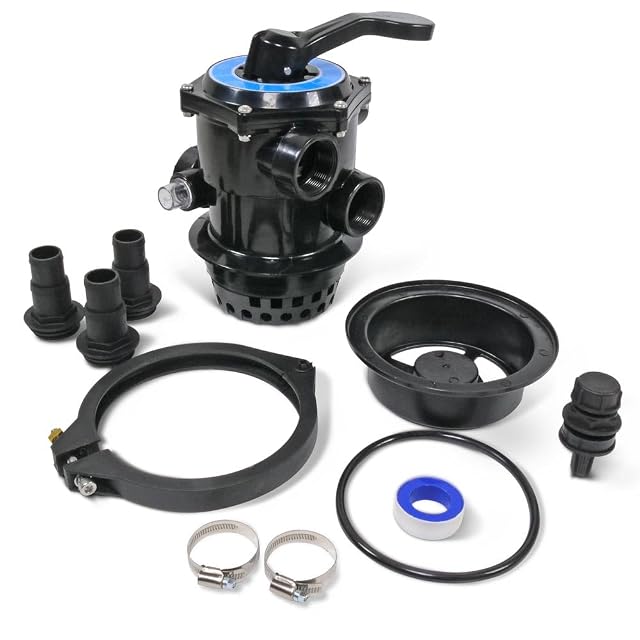 OKU six-way top-mount valve complete set with pressure gauge, clamp ring, O-ring and hose tails