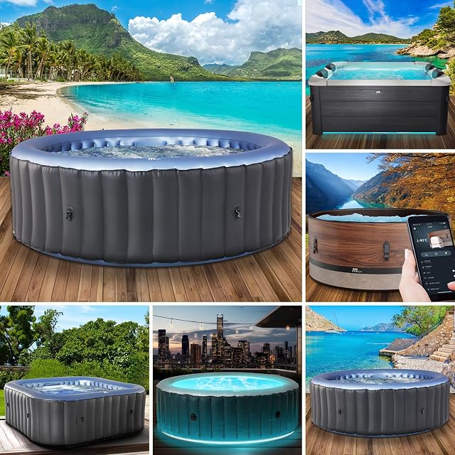 BRAST MSpa BERGEN round inflatable spa with a control panel and cover