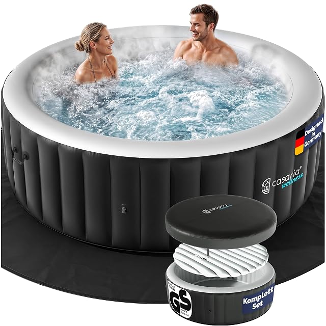 Round CASARIA inflatable spa 200 centimetres across with an insulating cover