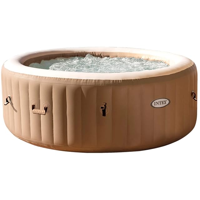 Round Intex PureSpa Bubble Massage inflatable spa 216 centimetres across