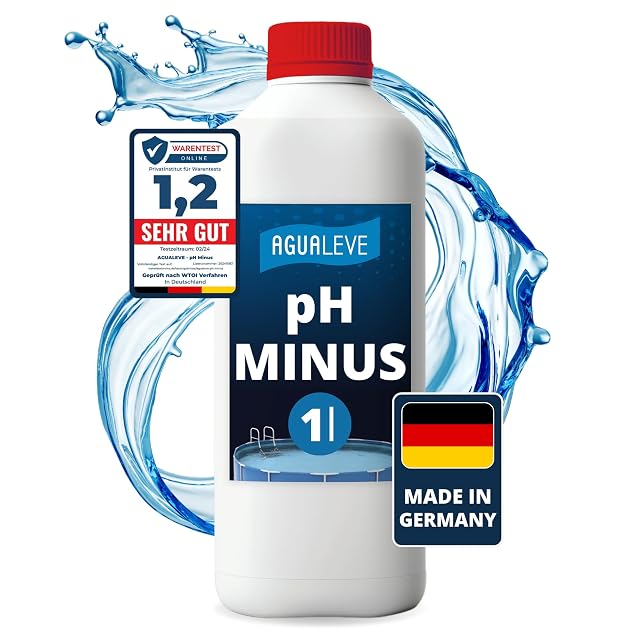 AGUALEVE liquid pH Minus in a one litre bottle for pools and hot tubs