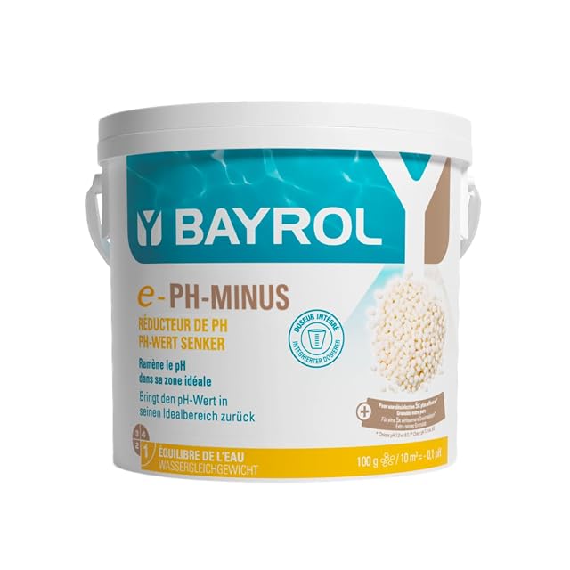Bayrol pH-Minus granulate in a six kilogram pack with a dosing cup