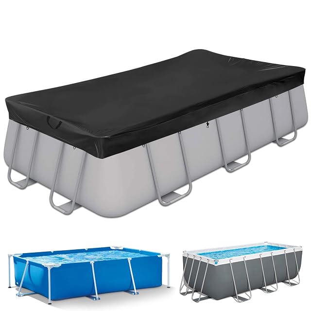 PATWING rectangular pool cover in 420D Oxford fabric with ground pegs and hooks