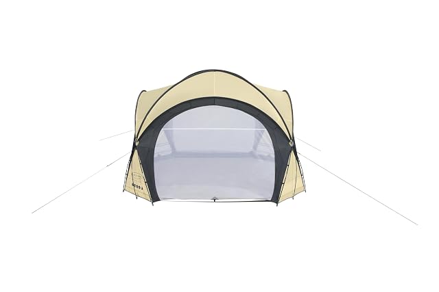 Lay-Z-Spa protective dome 390 cm square and 255 cm high over an inflatable spa, side panels rolled open