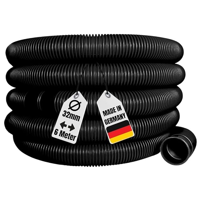 Black AquaOne 32 mm pool hose coiled, for pump, filter and solar use