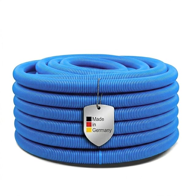 Blue POOL Total corrugated polyethylene pool hose 38 mm across with moulded sockets