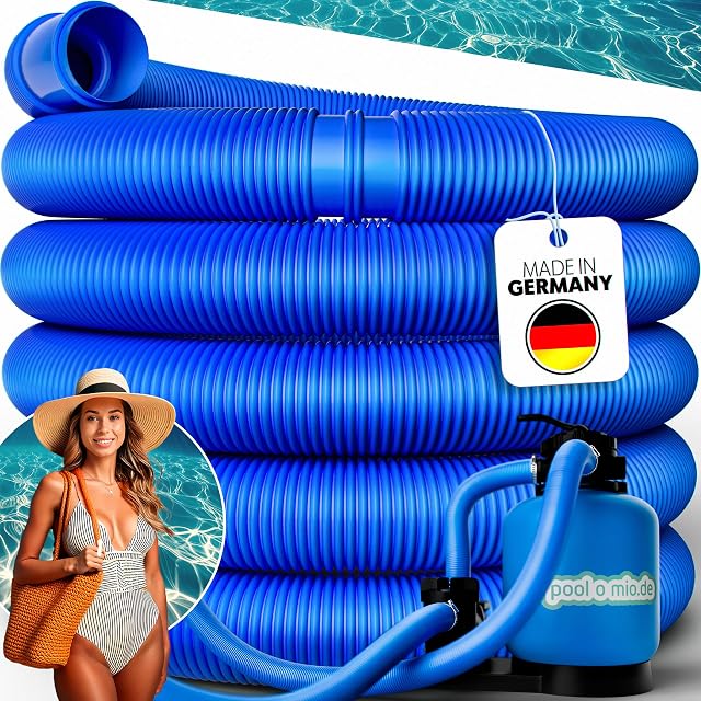 Blue poolomio 32 mm spiral pool hose for pump and vacuum use