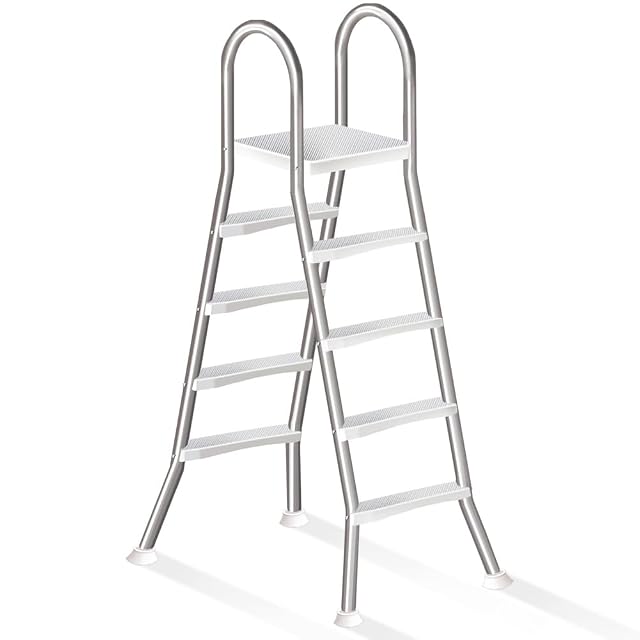 Errzom double-sided 304 stainless pool ladder with four ABS steps each side and twin grab handles