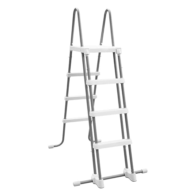 Grey Intex safety ladder 122 cm tall with removable outer steps and protective foot caps