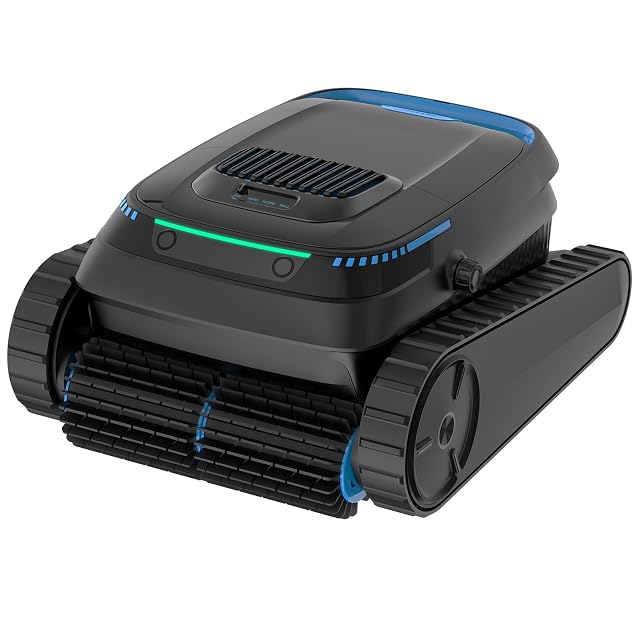 BOTLIFE PC10 tracked pool robot climbing a pool wall towards the waterline