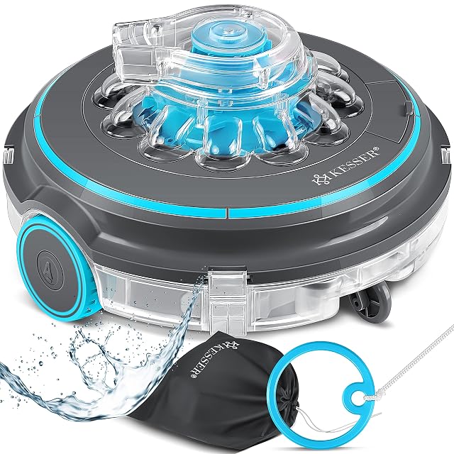 KESSER Aqua-9000 anthracite cordless pool robot with its transport bag