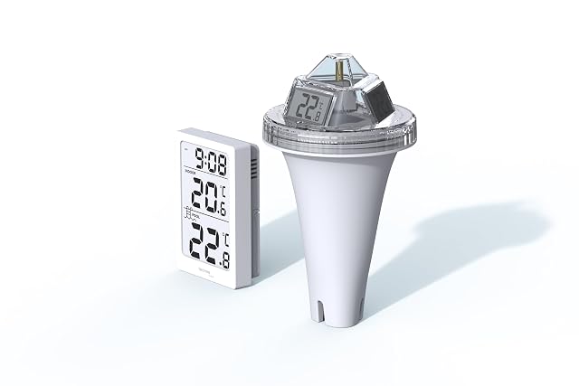Technoline WS 9079 radio pool thermometer with a floating sender and an indoor base station