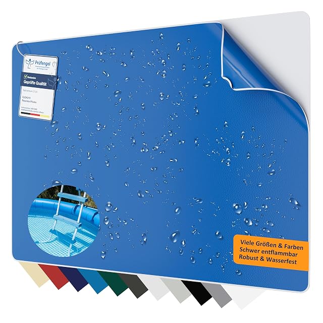 Flickly light blue RAL 5012 self-adhesive pool repair patch, 30 by 20 centimetres