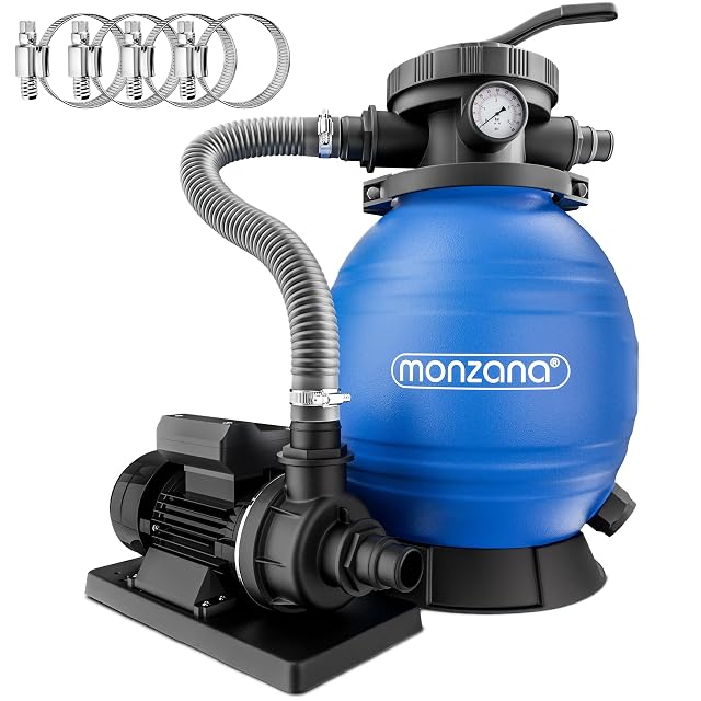 Monzana SF12K sand filter system with a pressure display and weatherproof housing