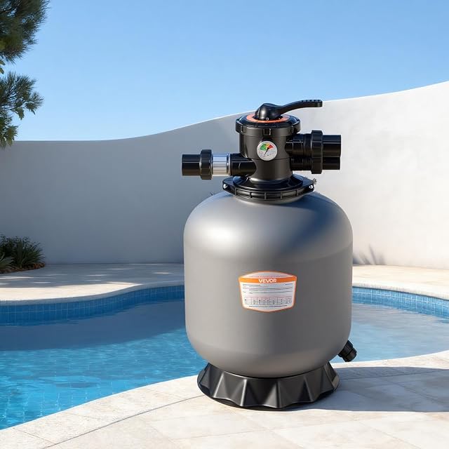 VEVOR 450 millimetre sand filter tank with a seven-way multiport valve