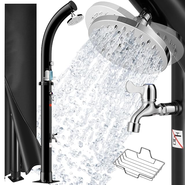 Monzana BOW curved solar shower with a 20 litre tank and rain shower head