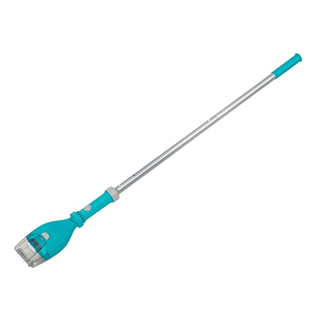 Bestway AquaTech cordless pool vacuum with a transparent debris chamber on a three-part pole