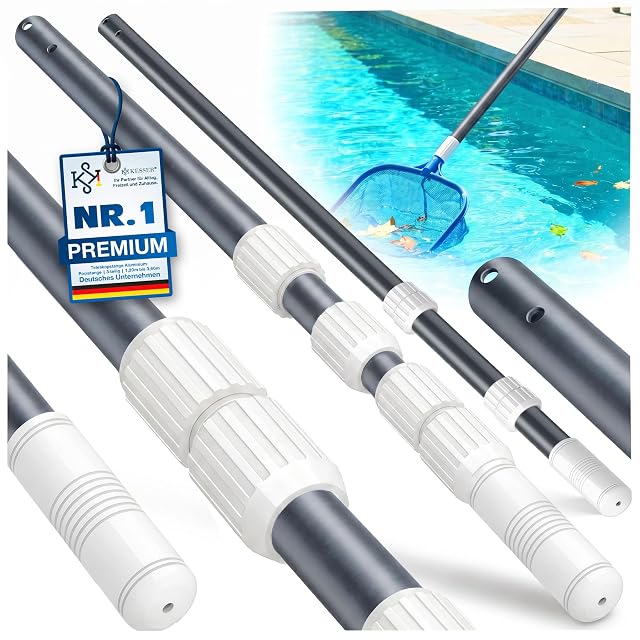 Anthracite KESSER aluminium telescopic pool pole with an ergonomic ABS grip
