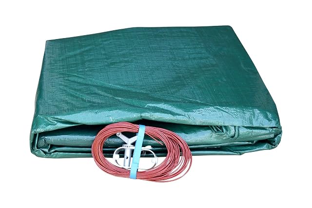 Green and black Weixelbaumer oval winter pool cover with eyelets all round